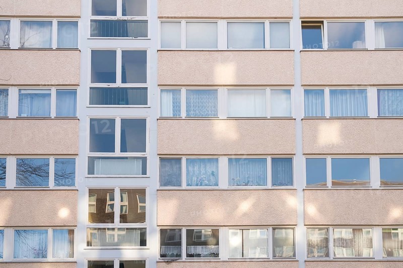 Social housing in Berlin, facade with light dots