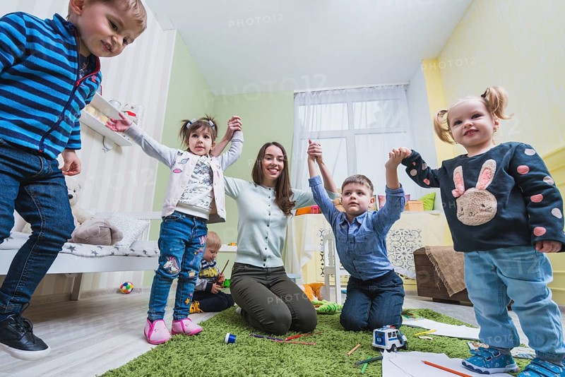 Teacher kids playing classroom