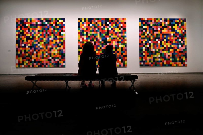 Museum visitors in front of the work 4900 Farben by Gerhard Richter, Neue Nationalgalerie Berlin, Germany, Europe