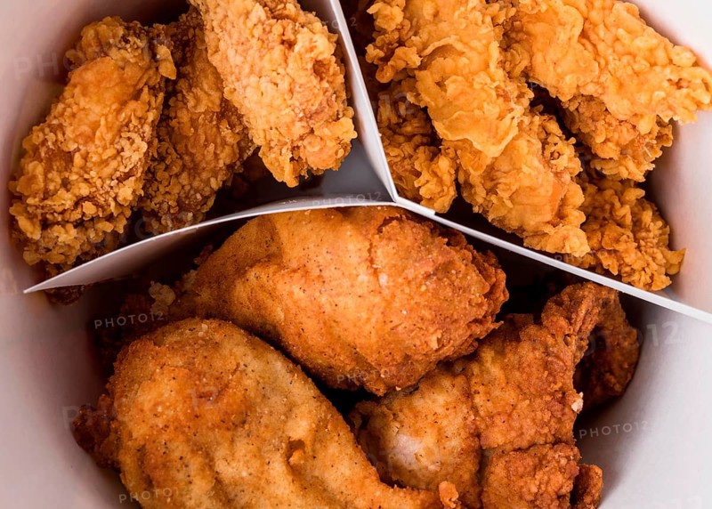 Close up fried chicken bucket