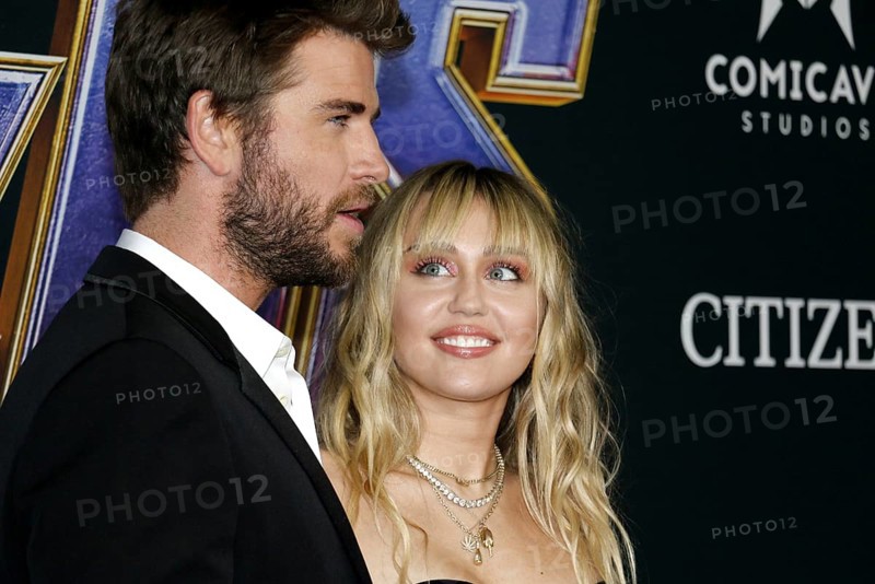 Liam Hemsworth and Miley Cyrus at the World premiere of 'Avengers: Endgame' held at the LA Convention Center in Los Angeles, USA on April 22, 2019