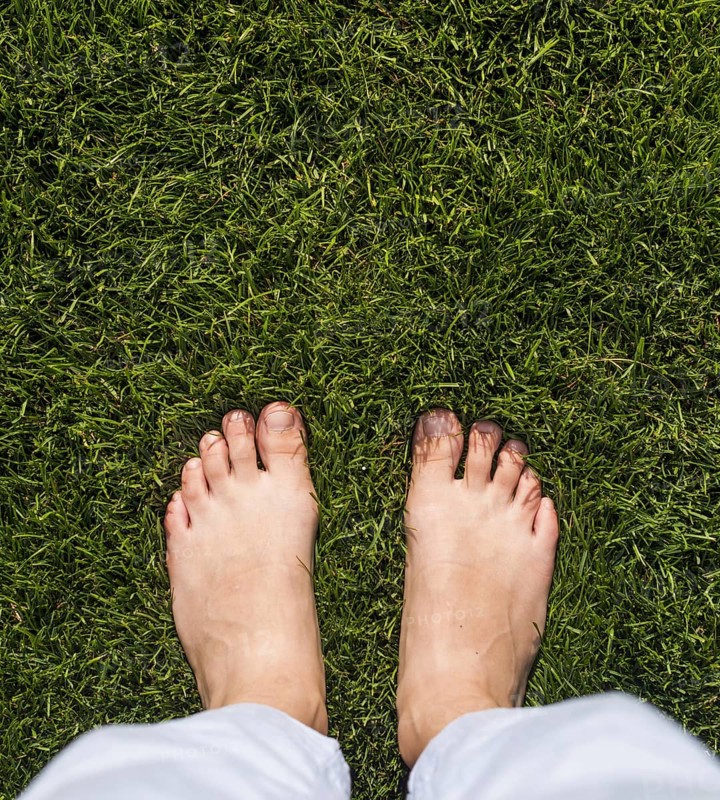 Top view girl standing grass. Resolution and high quality beautiful photo
