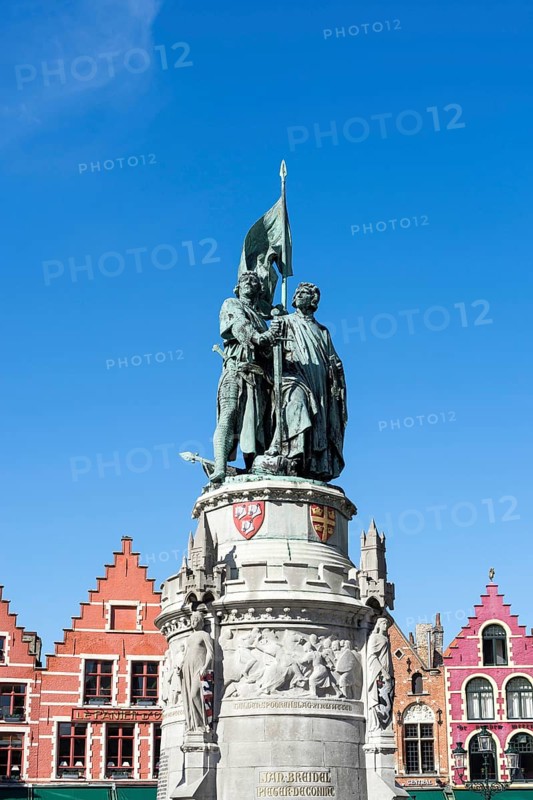Jan Breydel and Peter De Conik Statue in Market Square Bruges