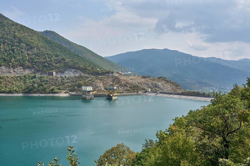 Jinvali dam and reservoir, Zhinvali, Shinvali, power generation facilities, damming the Aragvi River, Mtskheta-Mtianeti region, Caucasus, Georgia, Asia