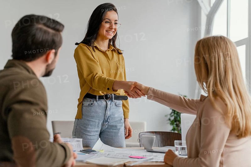 Businesswomen shaking hands work