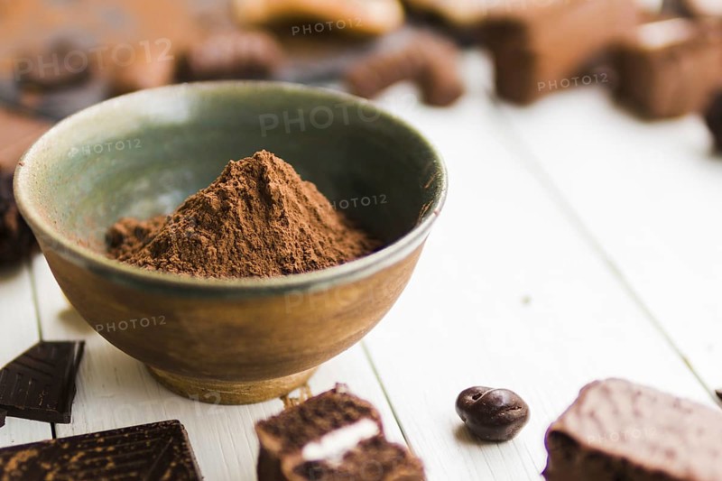Cocoa powder ceramic bowl. High resolution photo