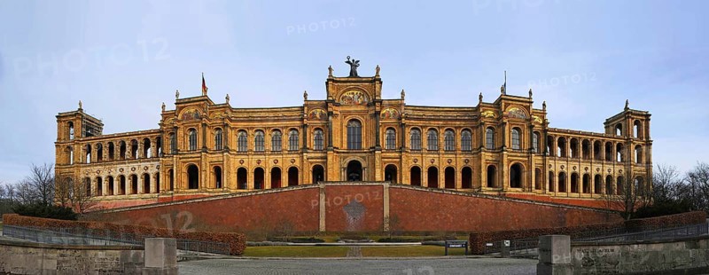 Panorama, panoramic view of Maximilianeum, State Parliament of Bavaria, Munich, Germany, Europe