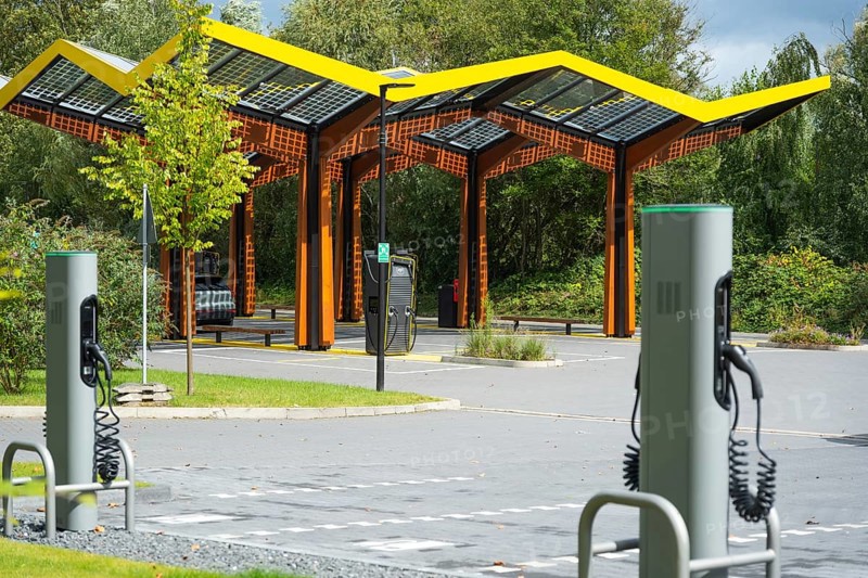Fast charging station with 300KW charging points in the Ruhr area near Bochum, Germany, Europe