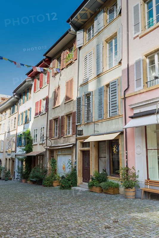 Switzerland - 28 August 2019: view of the historic old town of the Swiss city of Biel