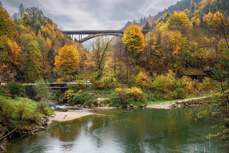 Autumn atmosphere on the Enns in Kastenreith near Weyer, Upper Austria, Austria, Europe