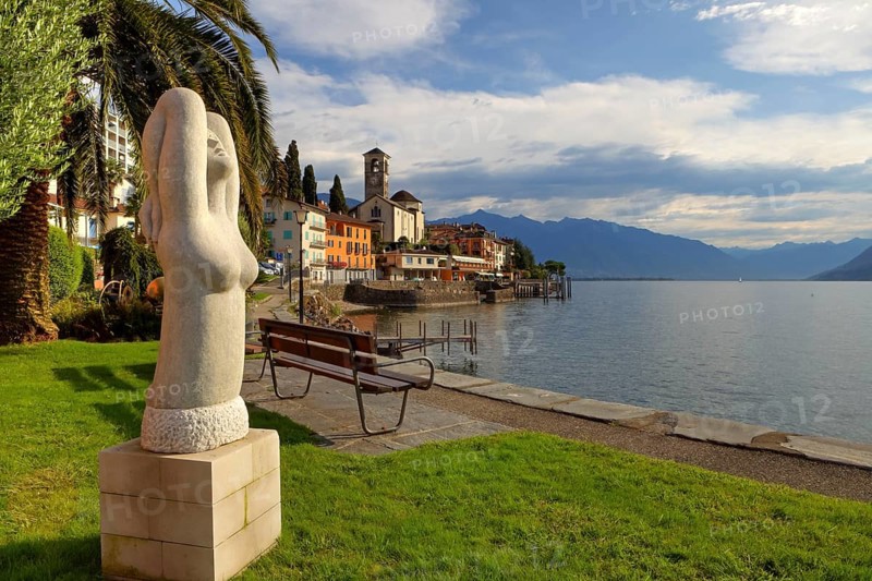 Promenade, Brissago, Lake Maggiore, Ticino, Lake Maggiore, Ticino, Switzerland, Europe