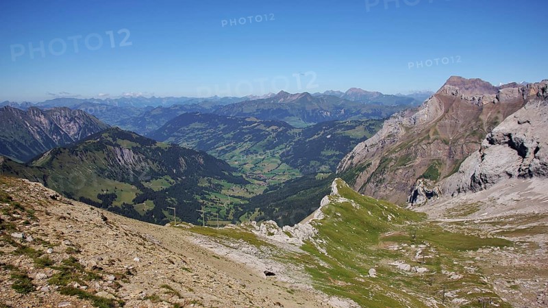 Landscape in the Bernese Oberland. Saanenland valley. Summer scene in the Swiss Alps