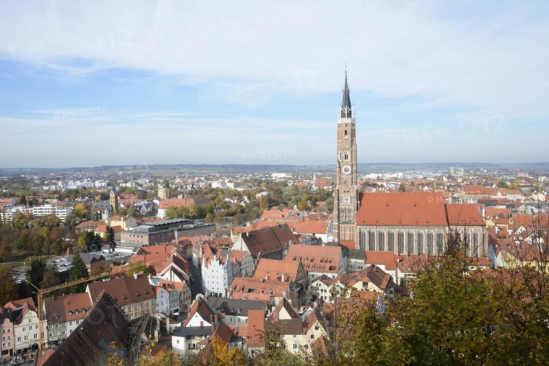 LANDSHUT, GERMANY, OCTOBER 26. View over the city of Landshut, Germany on October 26. The basilica St. Martin on the right has the highest clinker tower of the world
