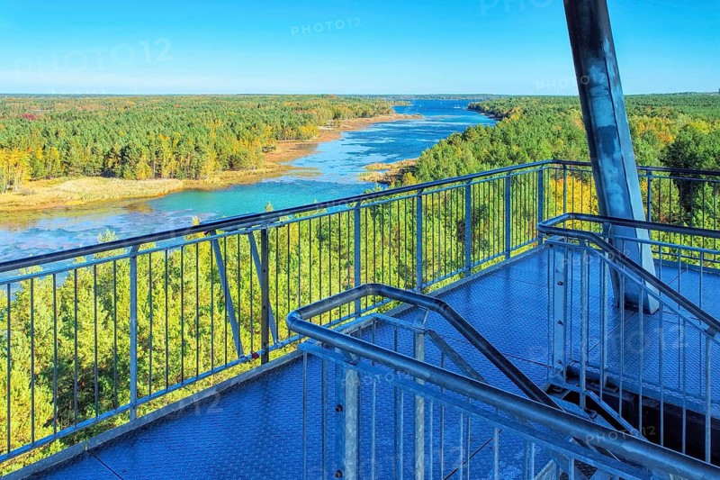 Senftenberg Lake observation tower in autumn, Senftenberg Lake in autumn, Observation tower, Lusatian Lake District