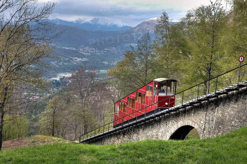 Funicular railway, Monte Bre, Lugano, Ticino, Switzerland, Europe