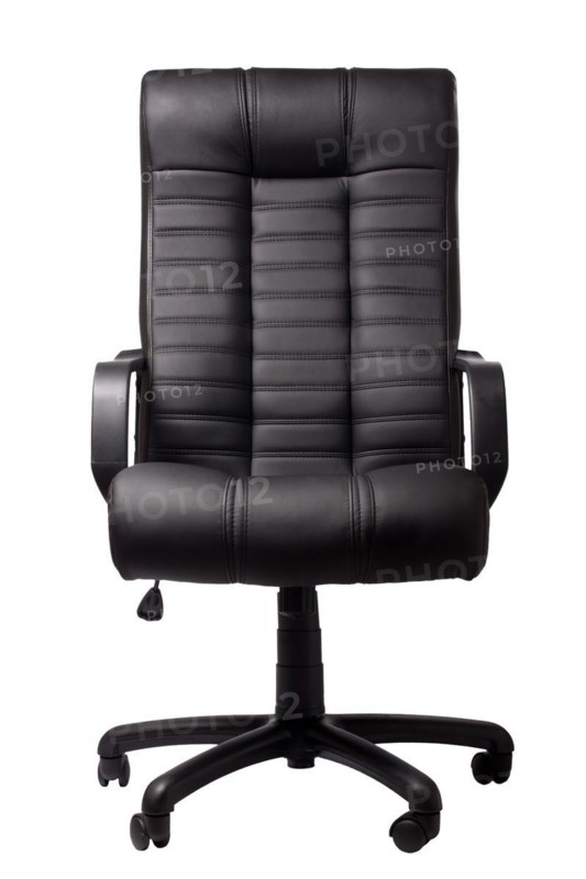 black executive leather chair on a white background