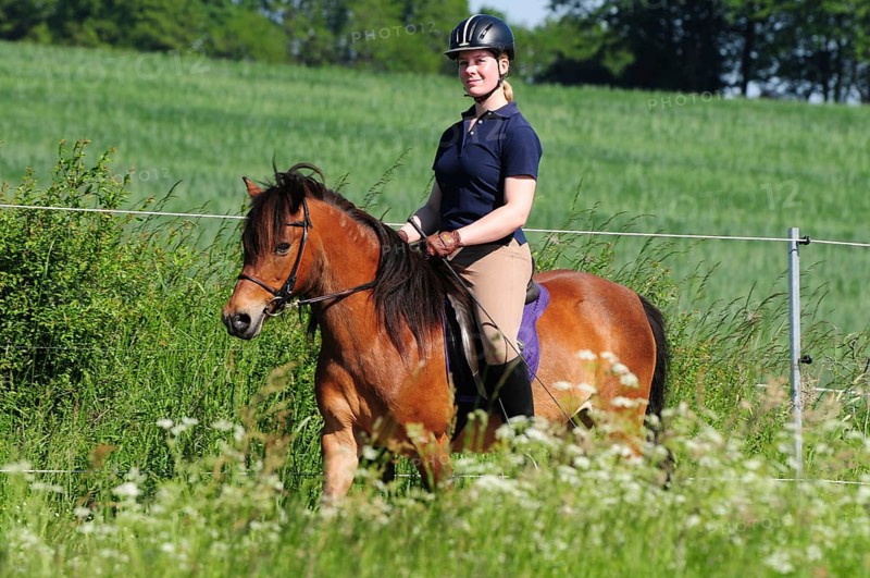 Woman riding pony, rider, riding helmet, riding equipment