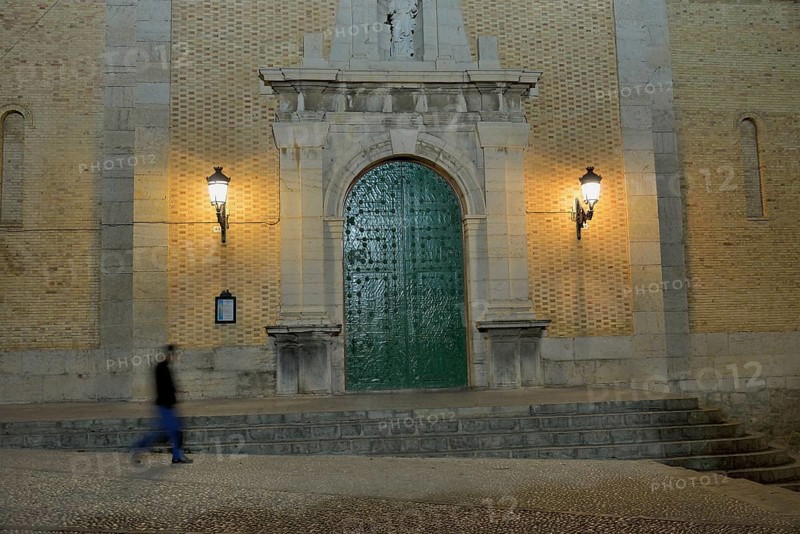 Pedestrian in front of the Church of Nuestra Señora del Consuelo, Altea, Costa Blanca, Province of Alicante, Spain, Europe