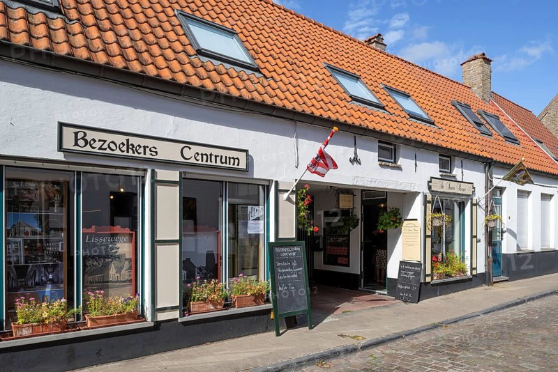 Visitor centre and old candy store, sweetshop De Soete Paepe in the village Lissewege near Bruges in summer, West Flanders, Belgium, Europe