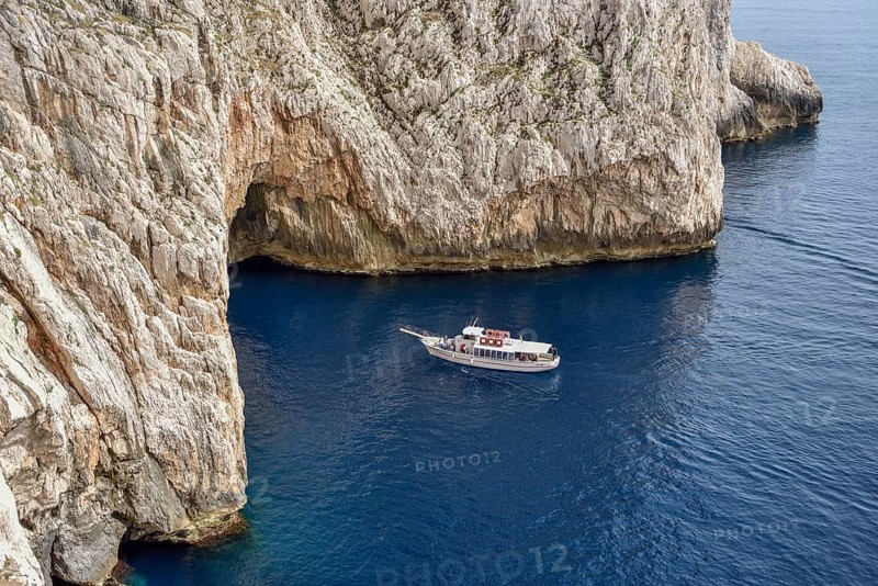 Tourboat at Neptune Grotto, Grotta di Nettuno, Parco Naturale Regionale di Porto Conto, near Alghero, Sardinia, Italy, Europe