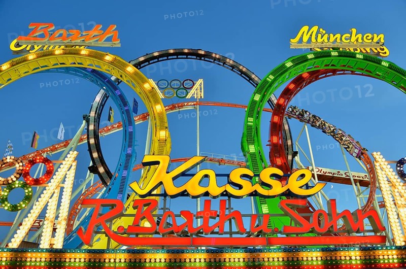 Olympia Looping, five looping roller coaster, Oktoberfest, Munich, Upper Bavaria, Bavaria, Germany, Europe