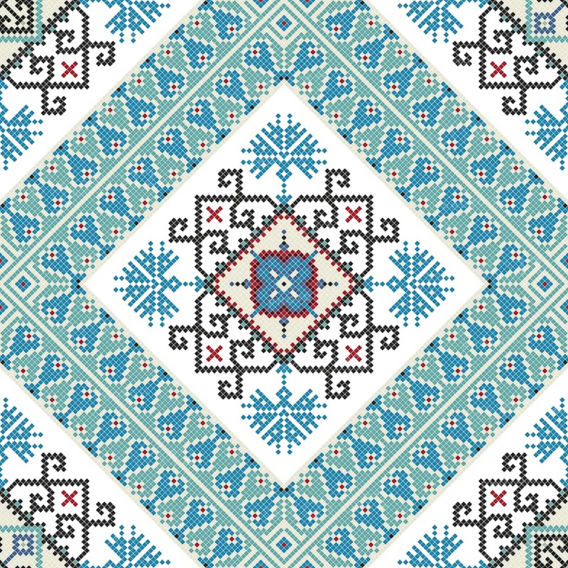 Traditional Georgian folk art embroidery vector pattern