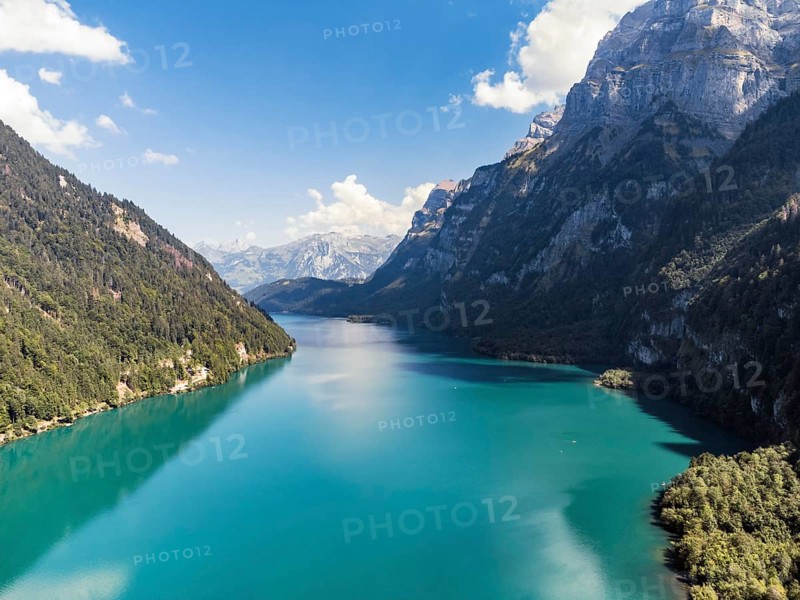 View over the Klöntalersee, Klöntal, Canton Glarus, Switzerland, Klöntal, Canton Glarus, Switzerland, Europe