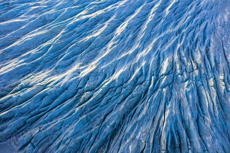 Aerial view over ice tongue Falljökull in winter, one of many outlet glaciers of Vatnajökull, Vatna Glacier, largest ice cap in Iceland, Austurland