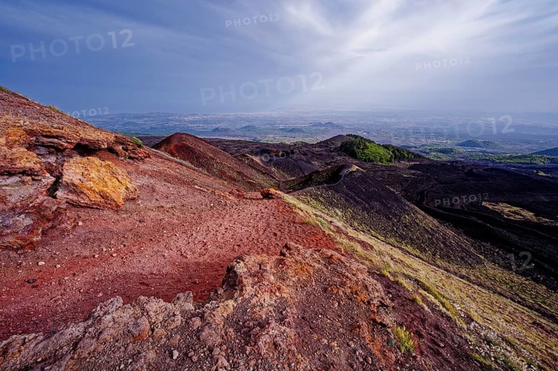 Lava rock and crater landscape around the Crateri Silvestri in the Etna National Park, Parco dell'Etna. Mount Etna is a UNESCO World Heritage Site. Nicolosi, Sicily, Italy, Southern Europe, Europe