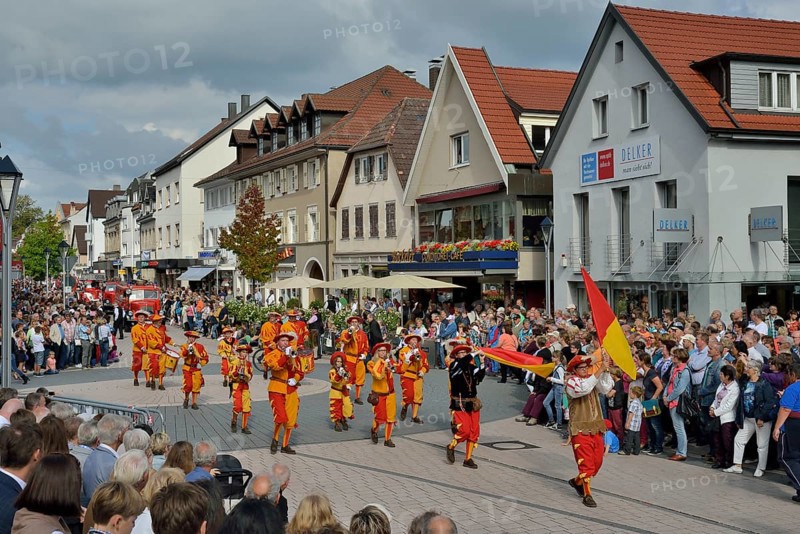 Local costume group parading at Zwetschgenfest, plum festival, Bühl, Baden, Baden-Württemberg, Germany, Europe
