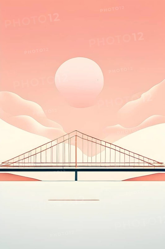 Minimalist abstract wallpaper illustration symbolizing architecture in simple geometric shapes, AI generated