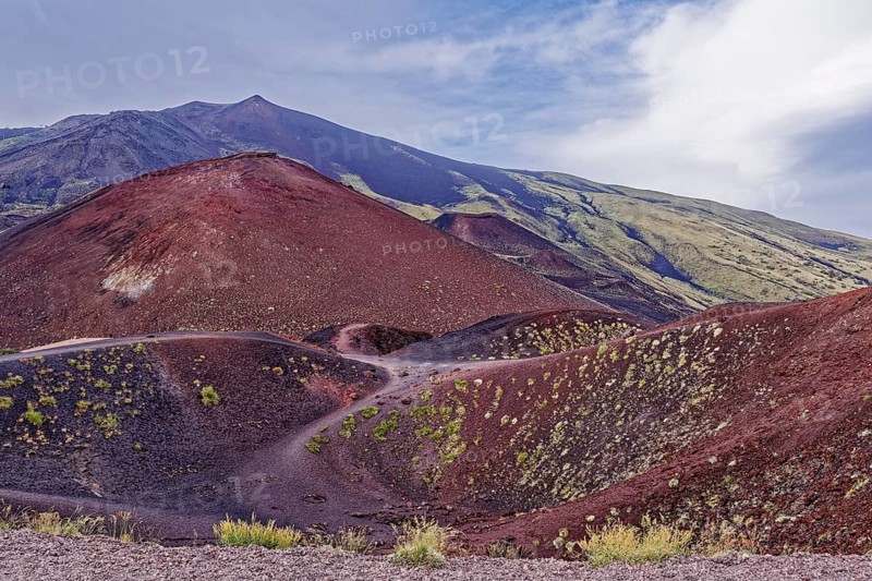 Lava rock and crater landscape around the Crateri Silvestri in the Etna National Park, Parco dell'Etna. Mount Etna is a UNESCO World Heritage Site. Nicolosi, Sicily, Italy, Southern Europe, Europe