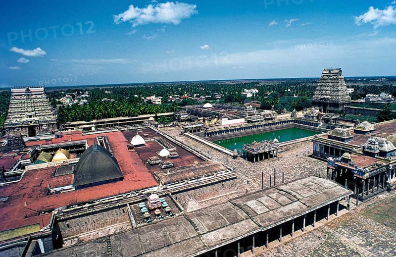 Bird’s eye view of Thillai Nataraja temple in Chidambaram, Tamil Nadu, South India, India, Asia