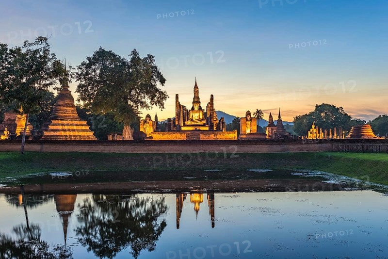 Sunset at Sukothai Historical Park, Thailand, Asia