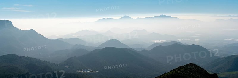 panorama landscape view of semi-desert mountain landscape in southern Spain