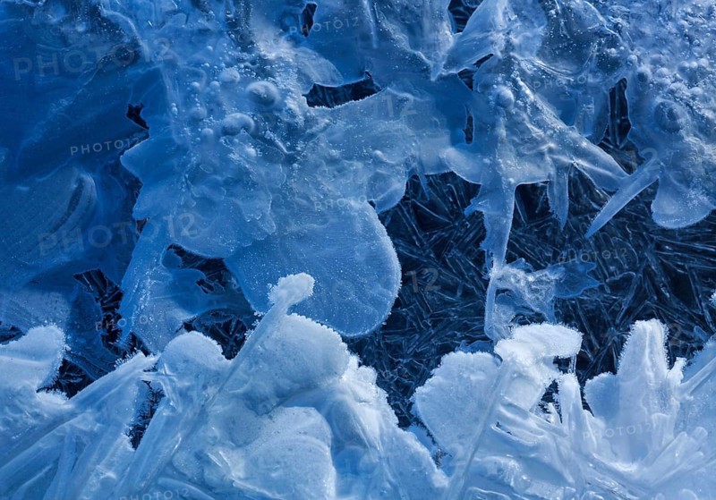 Ice formations, Brandenberger Ache, Kramsach, Kufstein District, North Tirol, Tirol, Austria, Europe