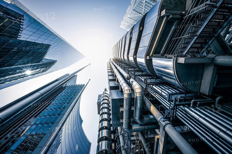 modern facades in the city of london