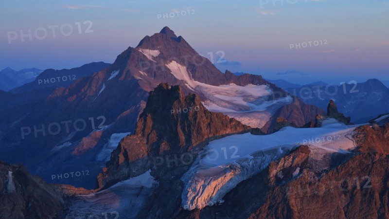 Alpine glow seen from Mount Titlis, Switzerland, Europe