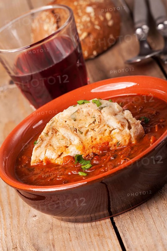 Goulash with a napkin dumpling