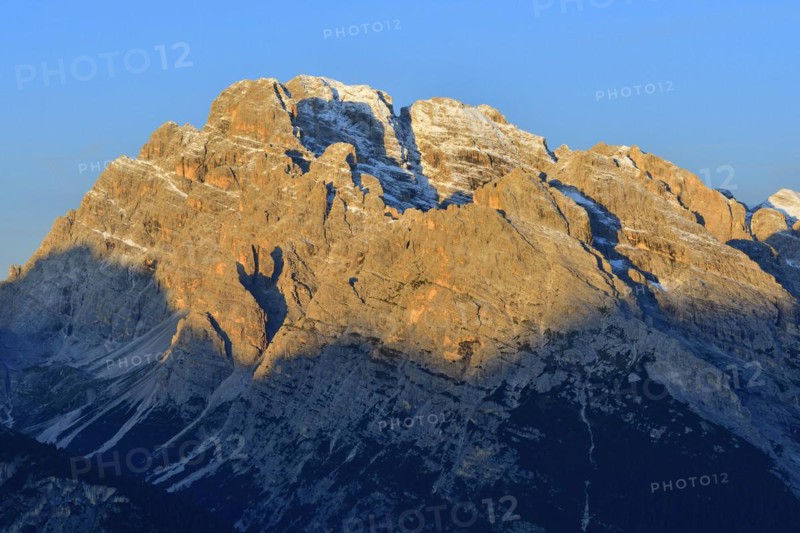 Alpenglow in the Dolomites in autumn