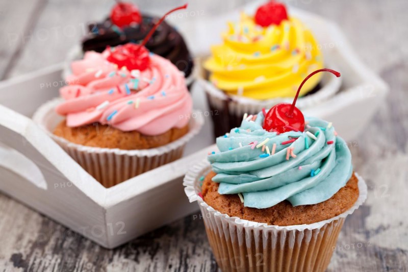 Cupcake on a wooden table