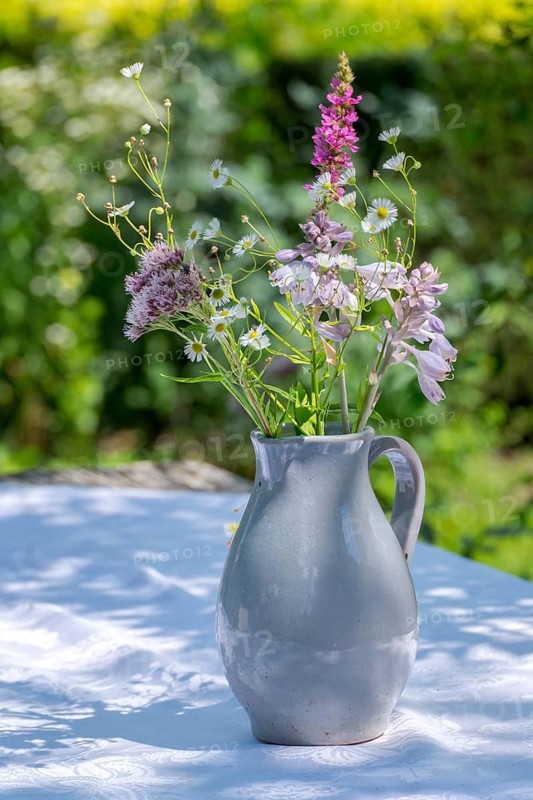 Bouquet on garden table