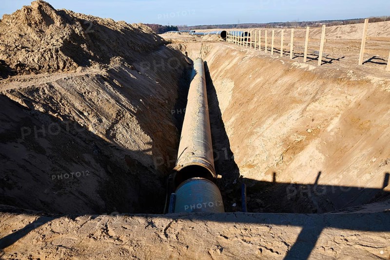 Construction site of the European natural gas pipeline EUGAL near Wrangelsburg Germany on 16.02.2019, this pipeline begins in Lubmin at the landing site of the Nord Stream 1 and 2 Pipline