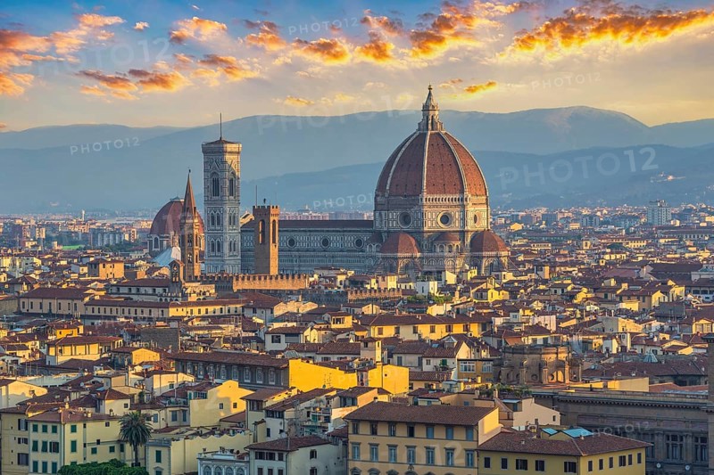 Florence Italy, sunrise city skyline at Florence Duomo Santa Maria del Fiore Cathedral, Tuscany Italy
