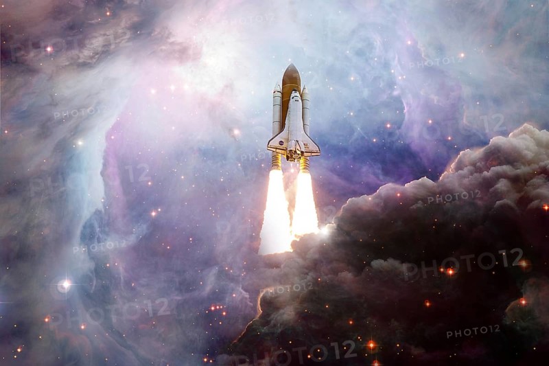 Space Shuttle Atlantis. Cosmos art. Elements of this image furnished by NASA