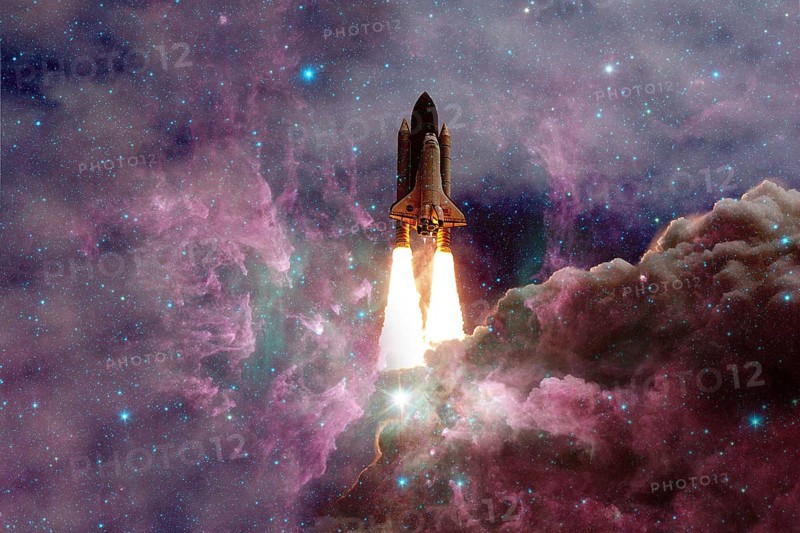 Space Shuttle Atlantis. Cosmos art. Elements of this image furnished by NASA