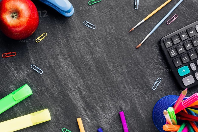School supplies blackboard