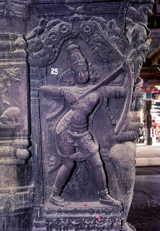 Manmatha Sculpture in Ramaswamy temple pillared Mahamandapatam in Kumbakonam, Tamil Nadu, India, Asia