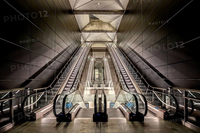 Copenhagen, Denmark, October 13, 2019: Interior view of the new metro station Radhuspladsen on the City Circle Line, Europe