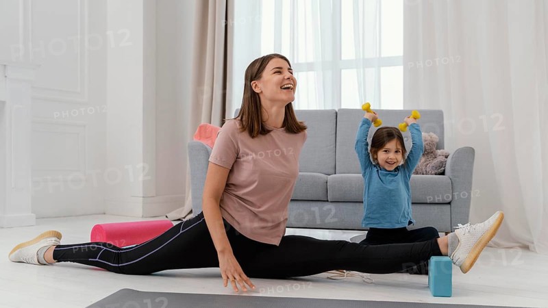Full shot girl mother training